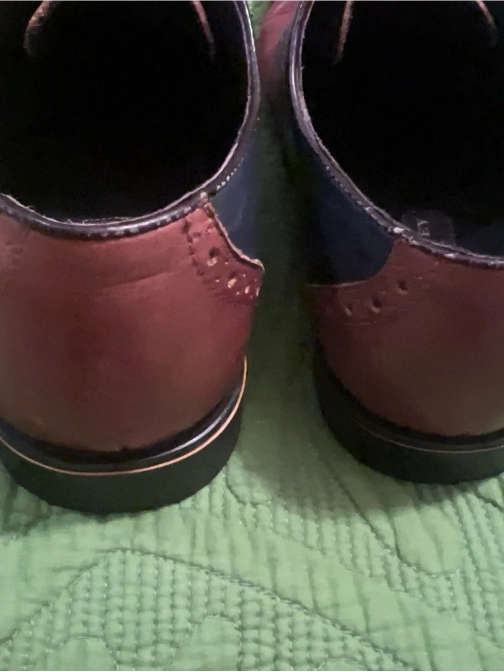 Aston Grey Drake Men’s Two-Tone Brown and Navy Leather Oxfords Sz 9.5 Pre-owned